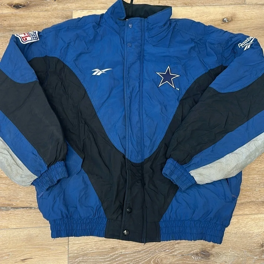 Vintage 90s Authentic Pro Line Dallas Cowboys Puffy Winter Jacket Coat large y2k